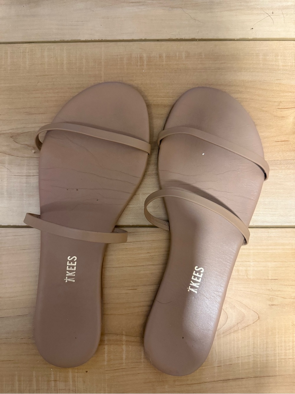 TKEES Gemma - Beach Bum (size 9) - leather Double-Strap Slides / Sandals